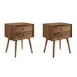 Pemberly Row Set of 2 Modern Engineered Wood Nightstands With USB Ports - Walnut