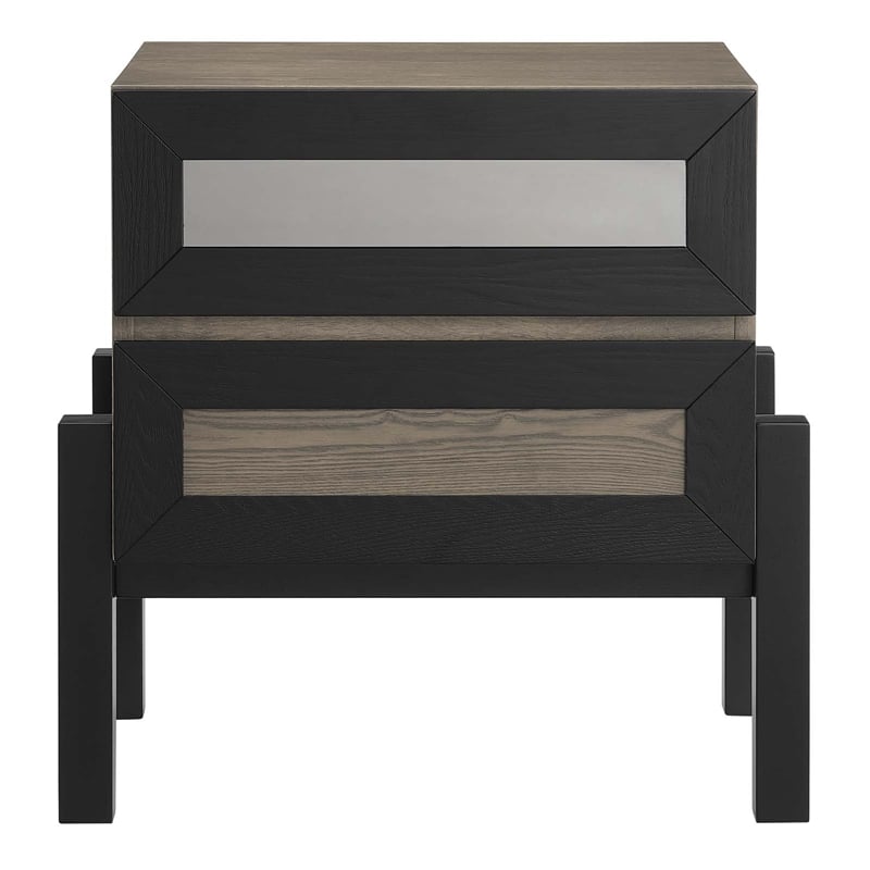 Pemberly Row Set of 2 Modern MDF Wood and Rubberwood Nightstands in Oak