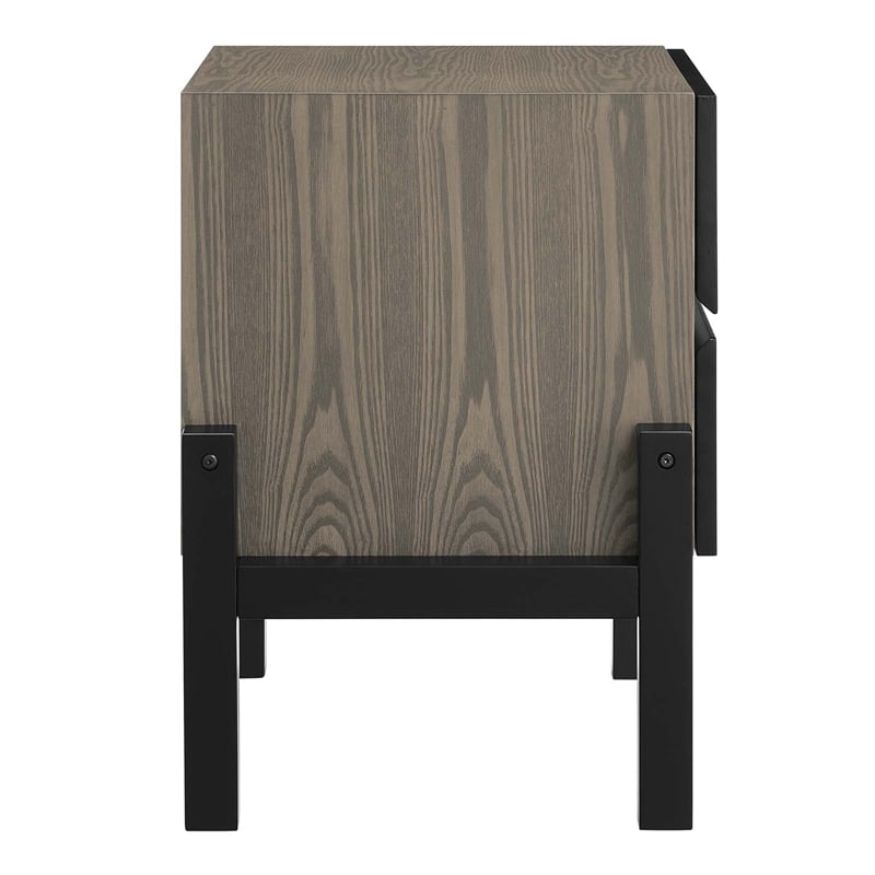 Pemberly Row Set of 2 Modern MDF Wood and Rubberwood Nightstands in Oak