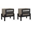 Pemberly Row Set of 2 Modern MDF Wood and Rubberwood Nightstands in Oak