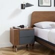 Pemberly Row Set of 2 Modern MDF Wood and Rubberwood Nightstands in Walnut/Gray