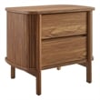 Pemberly Row Set of 2 Contemporary 2-Drawer Nightstands in Walnut
