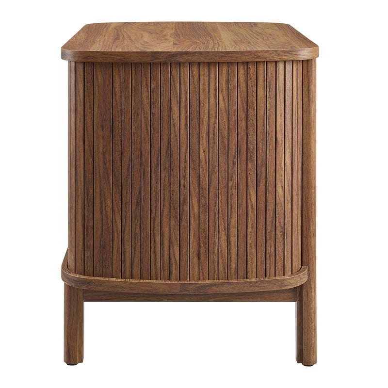Pemberly Row Set of 2 Contemporary 2-Drawer Nightstands in Walnut