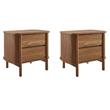 Pemberly Row Set of 2 Contemporary 2-Drawer Nightstands in Walnut