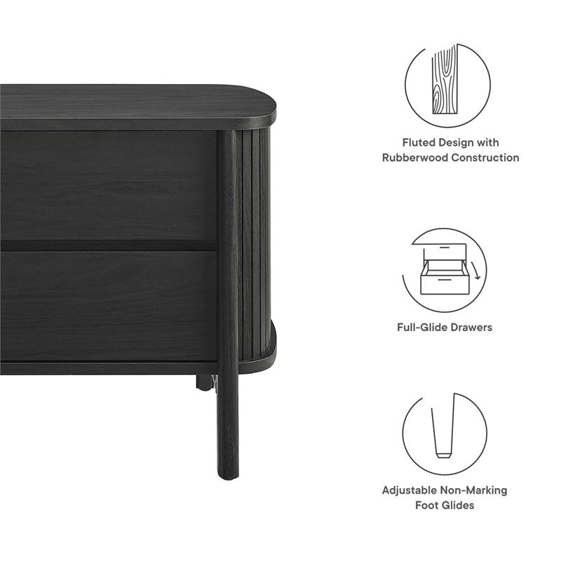 Pemberly Row Set of 2 Contemporary 2-Drawer Nightstands in Black