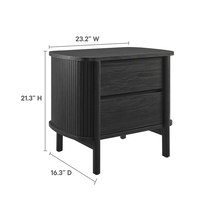Pemberly Row Set of 2 Contemporary 2-Drawer Nightstands in Black