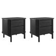 Pemberly Row Set of 2 Contemporary 2-Drawer Nightstands in Black