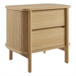 Pemberly Row Set of 2 Contemporary 2-Drawer Nightstands in Oak