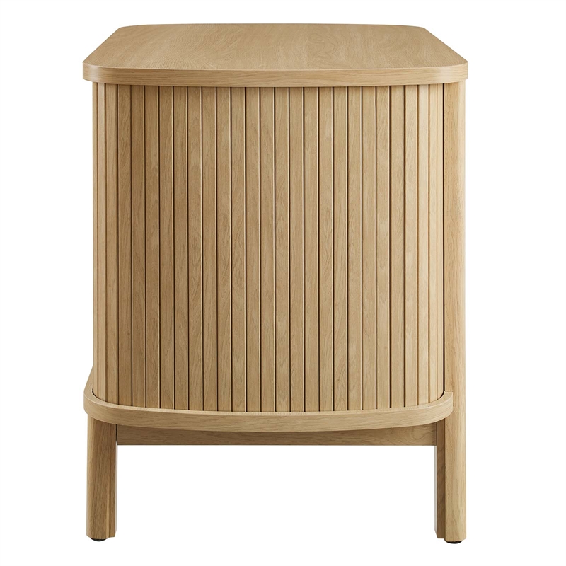 Pemberly Row Set of 2 Contemporary 2-Drawer Nightstands in Oak
