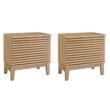 Pemberly Row Set of 2 Two-Drawer Particleboard Wood Nightstands in Oak