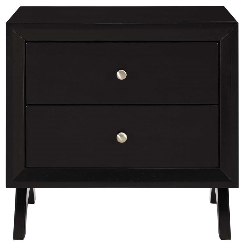 Pemberly Row Set of 2 Modern Rubberwood and MDF Nightstands in Cappuccino
