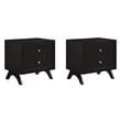 Pemberly Row Set of 2 Modern Rubberwood and MDF Nightstands in Cappuccino
