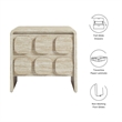 Pemberly Row Set of 2 Contemporary Nightstands in Travertine Finish