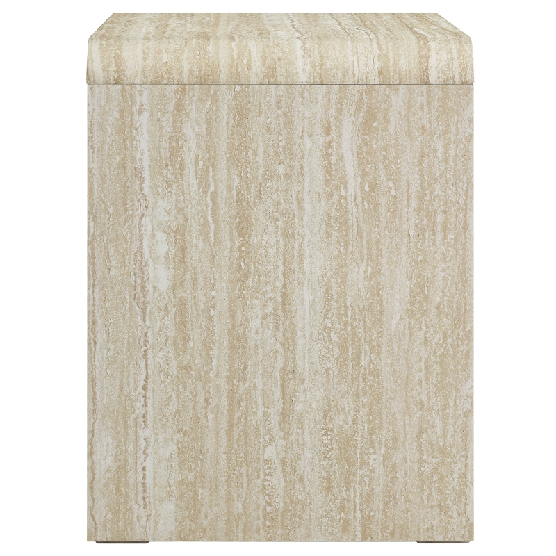 Pemberly Row Set of 2 Contemporary Nightstands in Travertine Finish