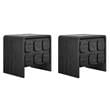 Pemberly Row Set of 2 Contemporary Nightstands in Black Finish