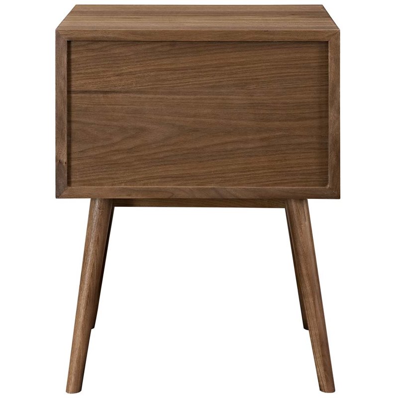 Pemberly Row Set of 2 Modern Wood and Metal Nightstands in Walnut