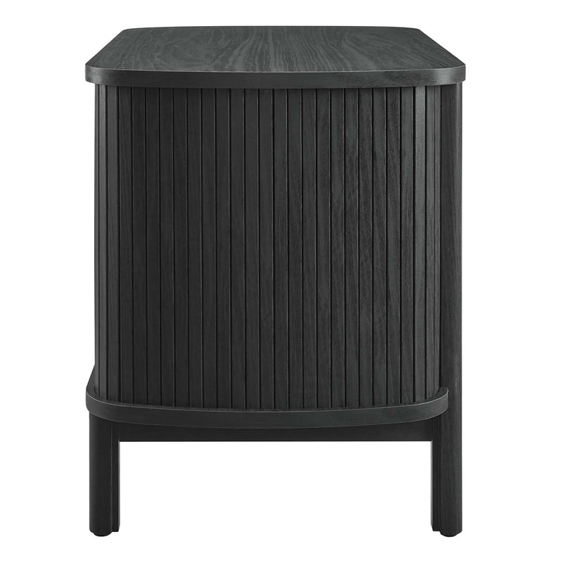 Pemberly Row Set of 2 Contemporary Open Nightstands in Black Finish