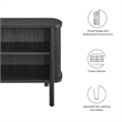Pemberly Row Set of 2 Contemporary Open Nightstands in Black Finish