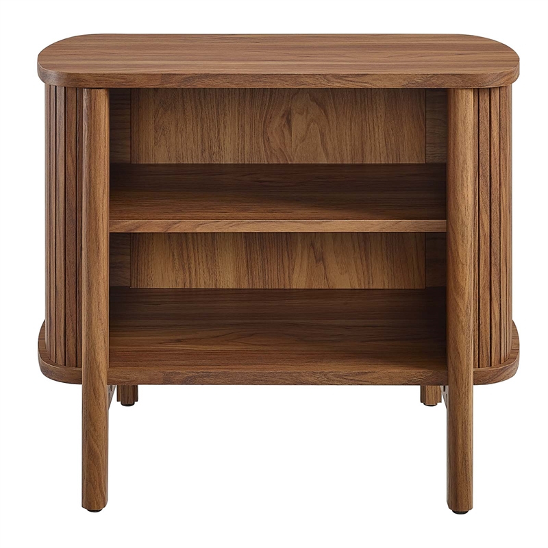 Pemberly Row Set of 2 Contemporary Open Nightstands in Walnut