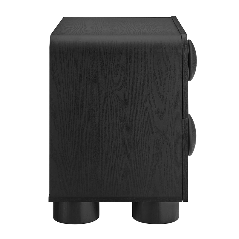 Pemberly Row Set of 2 Contemporary Nightstands in Black Finish