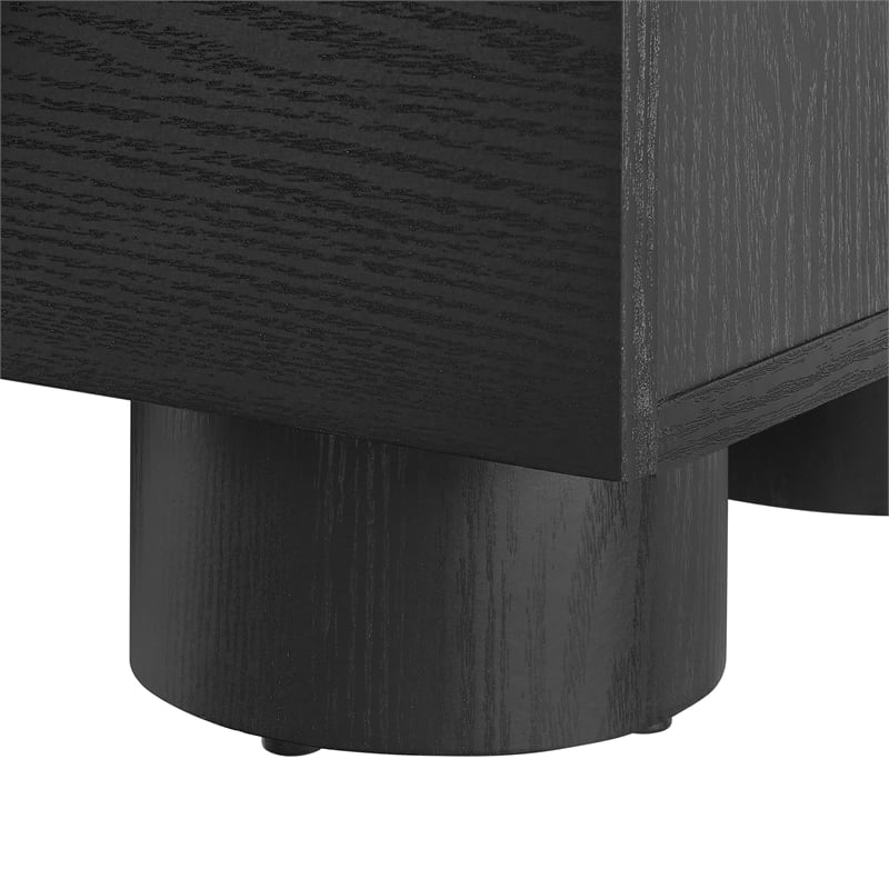 Pemberly Row Set of 2 Contemporary Nightstands in Black Finish