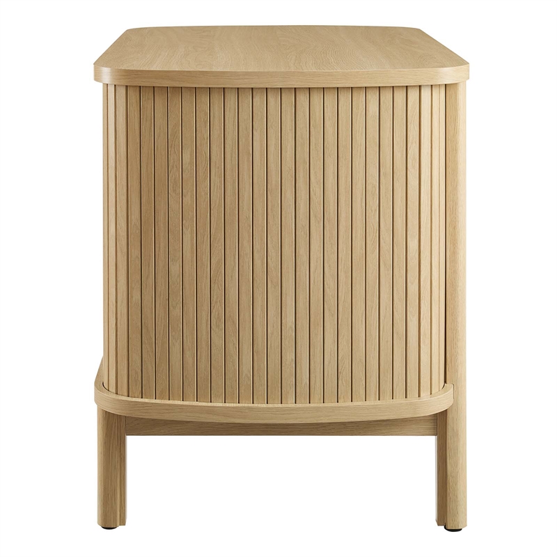 Pemberly Row Set of 2 Contemporary Open Nightstands in Oak Finish