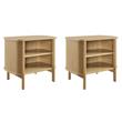 Pemberly Row Set of 2 Contemporary Open Nightstands in Oak Finish