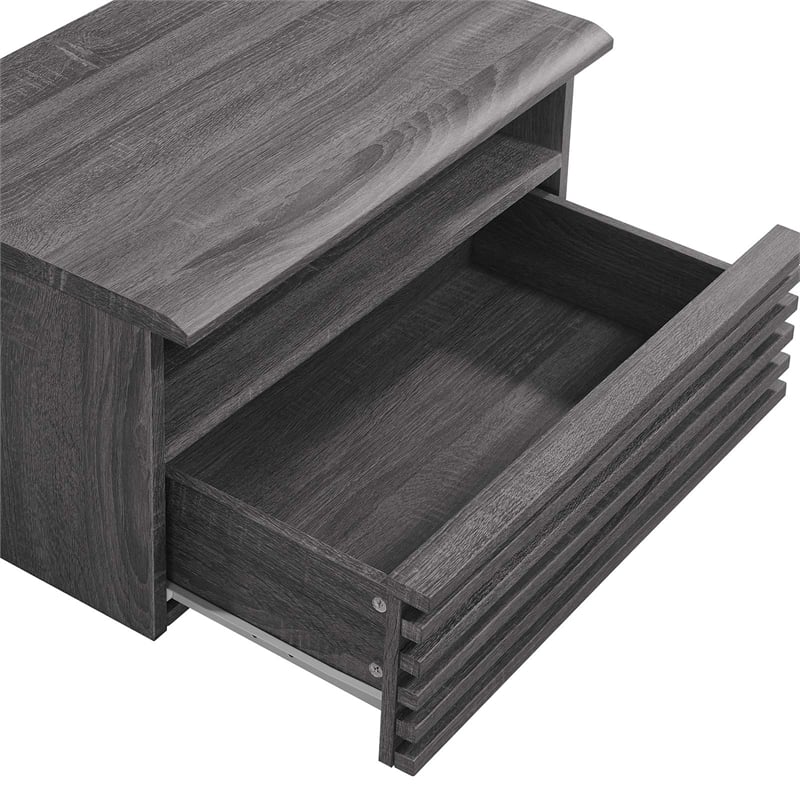 Pemberly Row Set of 2 1-Drawer Wall-Mount Modern Wood Nightstands in Charcoal
