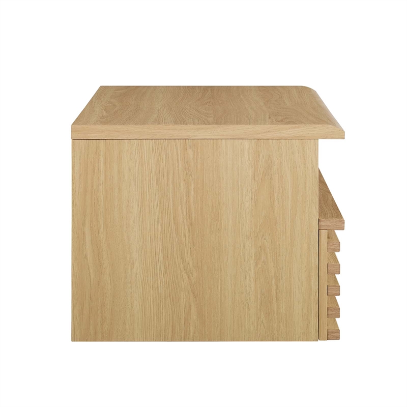 Pemberly Row Set of 2 1-Drawer Wall-Mount Modern Wood Nightstands in Oak