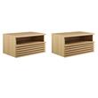 Pemberly Row Set of 2 1-Drawer Wall-Mount Modern Wood Nightstands in Oak