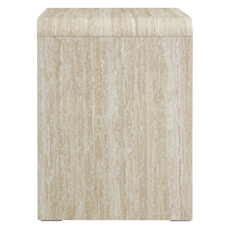 Pemberly Row Set of 2 Contemporary Nightstands in Travertine Finish