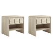 Pemberly Row Set of 2 Contemporary Nightstands in Travertine Finish
