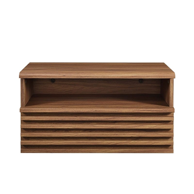 Pemberly Row Set of 2 1-Drawer Wall-Mount Modern Wood Nightstands in Walnut