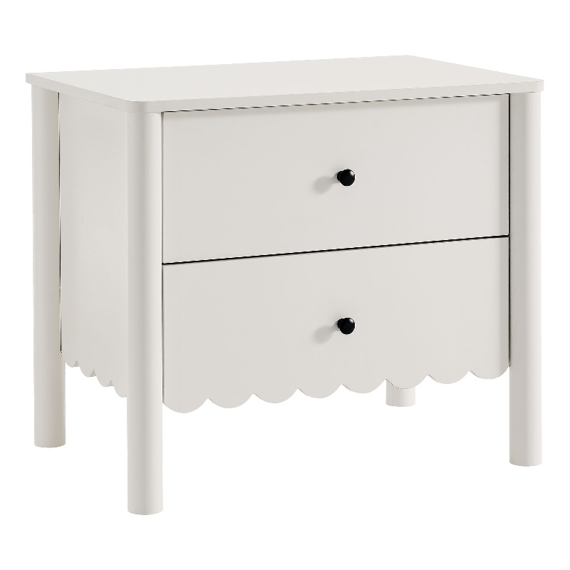 Pemberly Row Set of 2 Contemporary Nightstands in White Finish