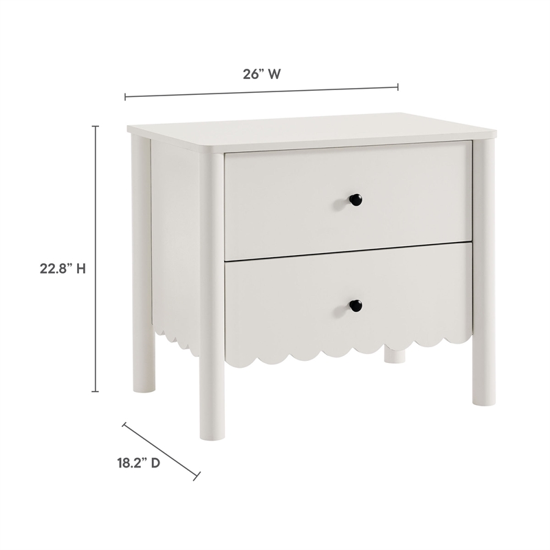 Pemberly Row Set of 2 Contemporary Nightstands in White Finish