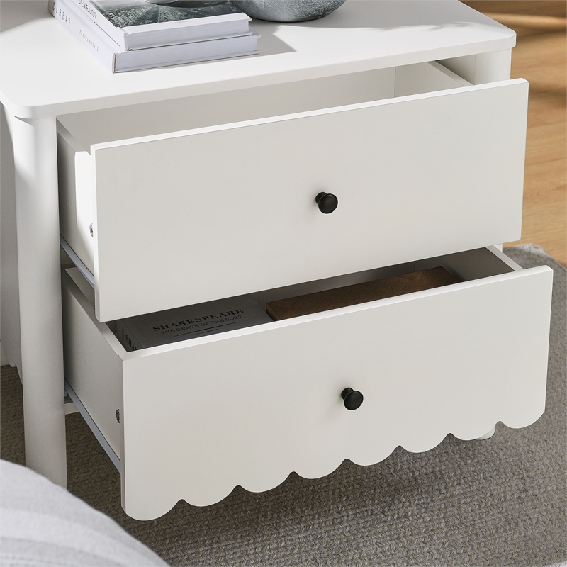 Pemberly Row Set of 2 Contemporary Nightstands in White Finish