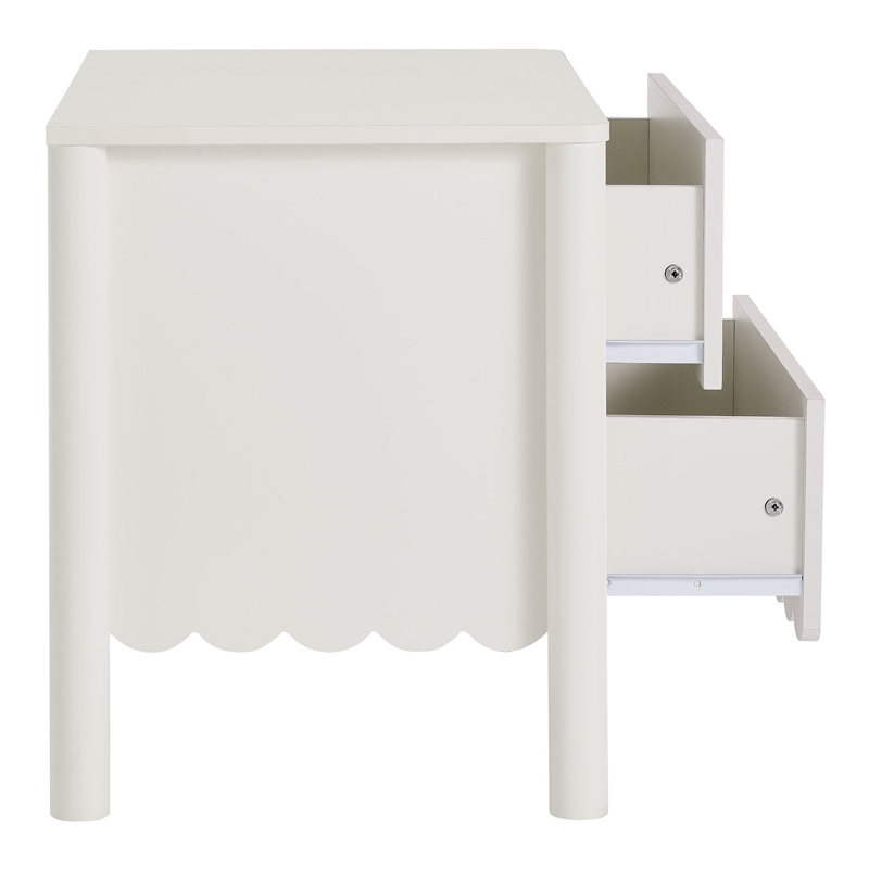 Pemberly Row Set of 2 Contemporary Nightstands in White Finish
