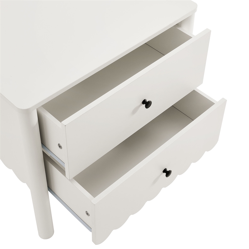 Pemberly Row Set of 2 Contemporary Nightstands in White Finish