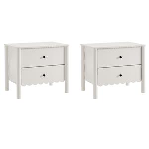 Pemberly Row Set of 2 Contemporary Nightstands in White Finish