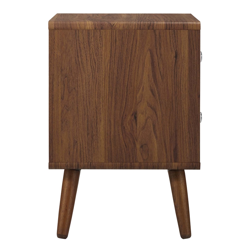 Pemberly Row Set of 2 2-Drawer Particleboard Wood Nightstands in Walnut/White