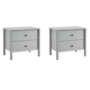 Pemberly Row Set of 2 Contemporary Nightstands in Light Gray Finish