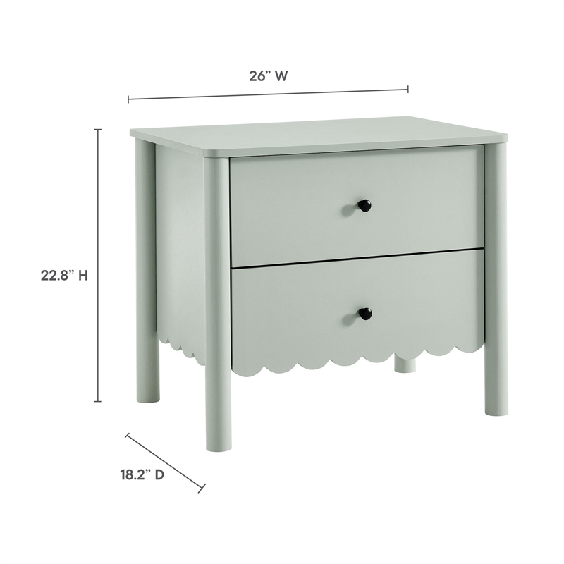 Pemberly Row Set of 2 Contemporary Nightstands in Sage Finish