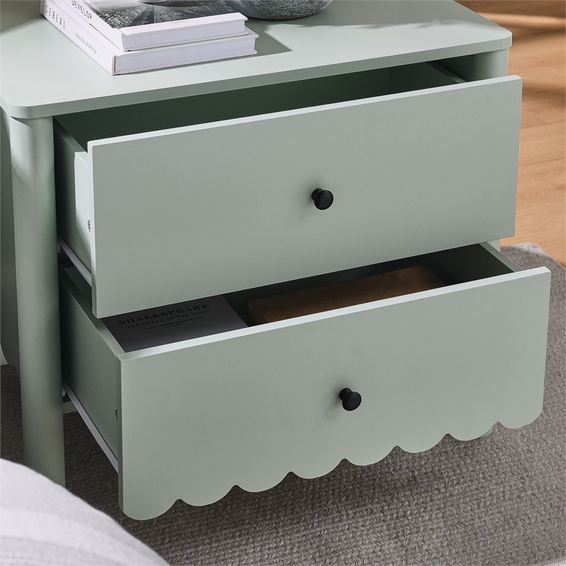 Pemberly Row Set of 2 Contemporary Nightstands in Sage Finish