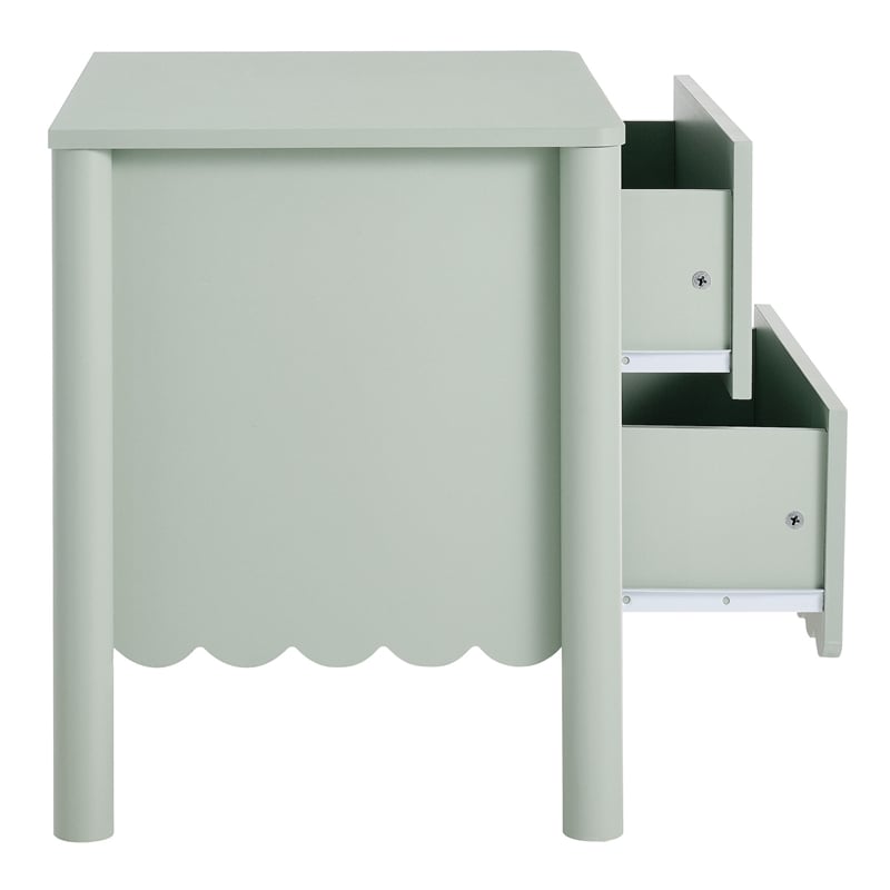 Pemberly Row Set of 2 Contemporary Nightstands in Sage Finish