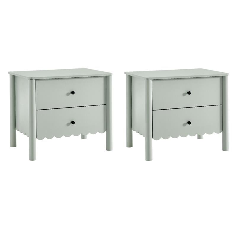 Pemberly Row Set of 2 Contemporary Nightstands in Sage Finish