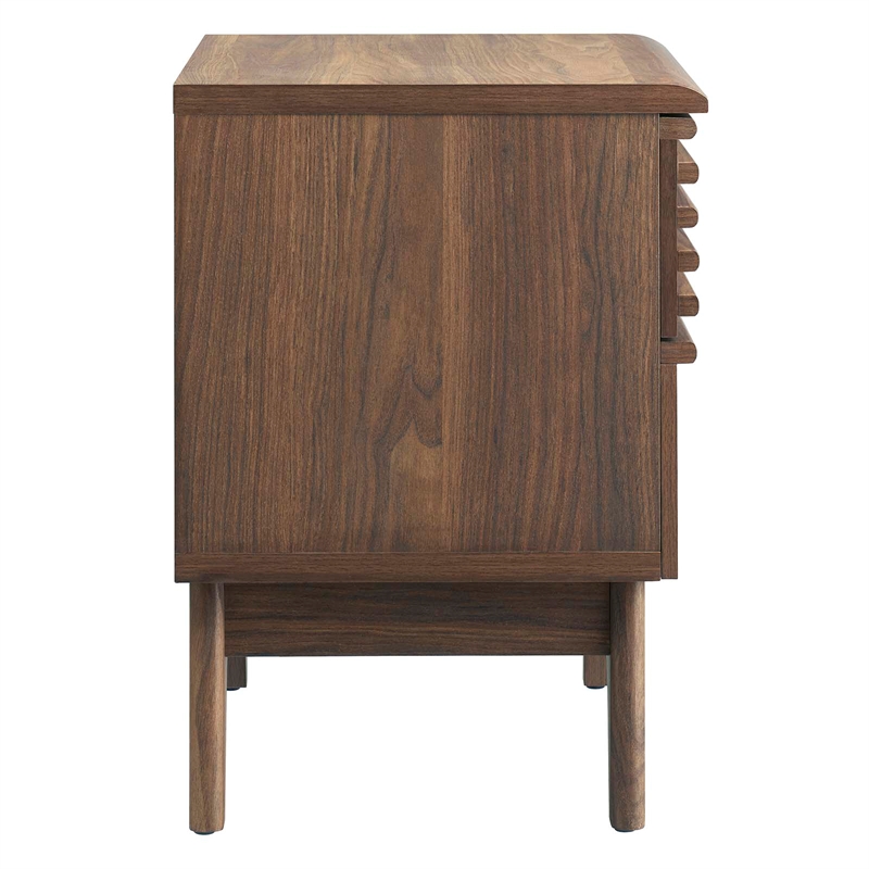 Pemberly Row Set of 2 Modern Particleboard Wood Nightstands in Walnut Finish