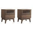 Pemberly Row Set of 2 Modern Particleboard Wood Nightstands in Walnut Finish