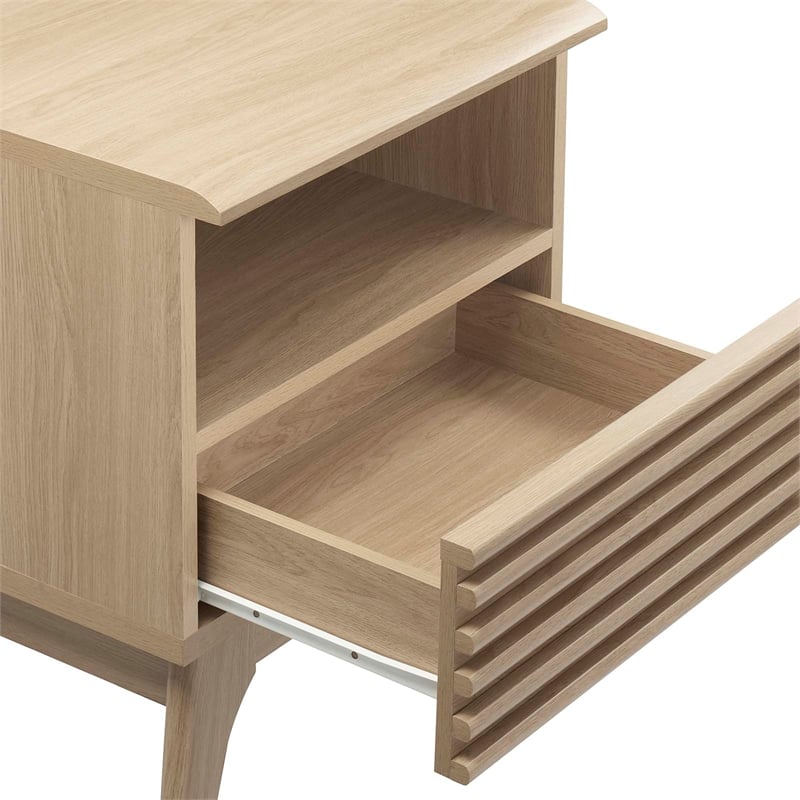 Pemberly Row Set of 2 Modern Particleboard Wood Nightstands - Oak Finish