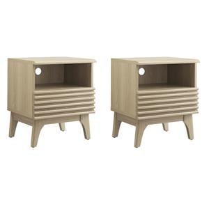 Pemberly Row Set of 2 Modern Particleboard Wood Nightstands - Oak Finish