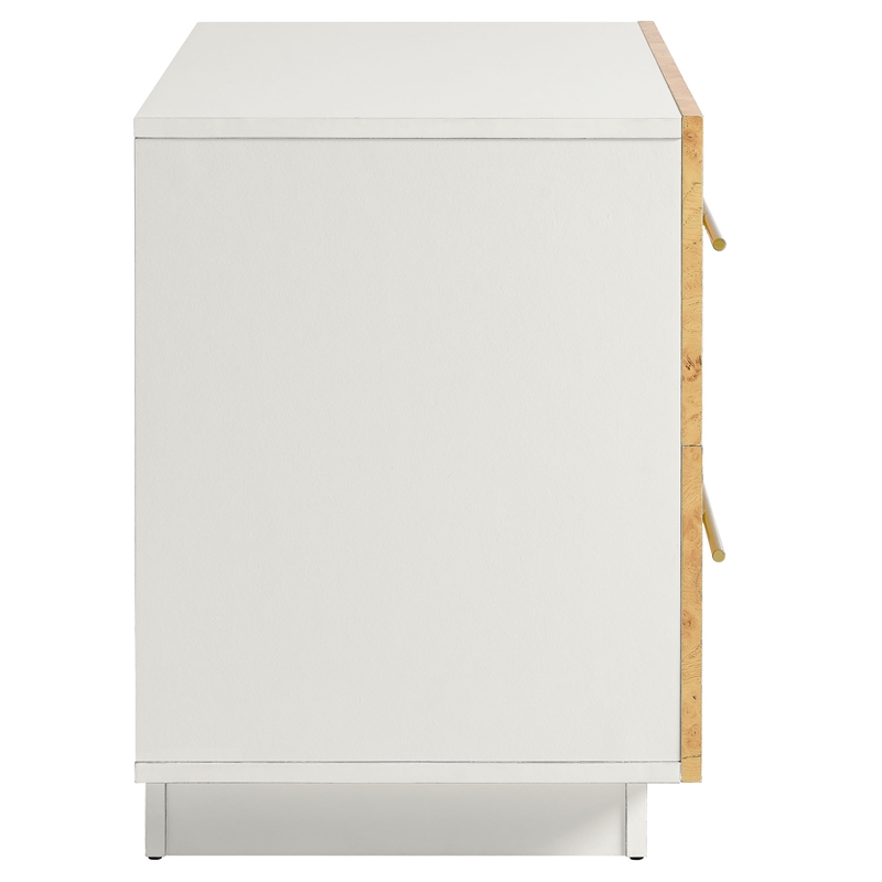 Pemberly Row Set of 2 2-Drawer Nightstands in White Bleached Burl